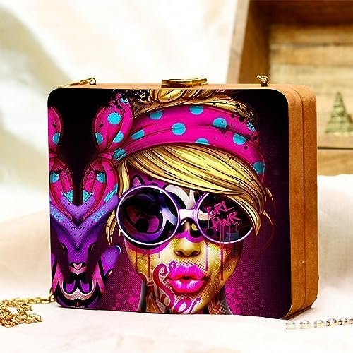 Aurora Glam Handcrafted Suitcase Clutch with Chain