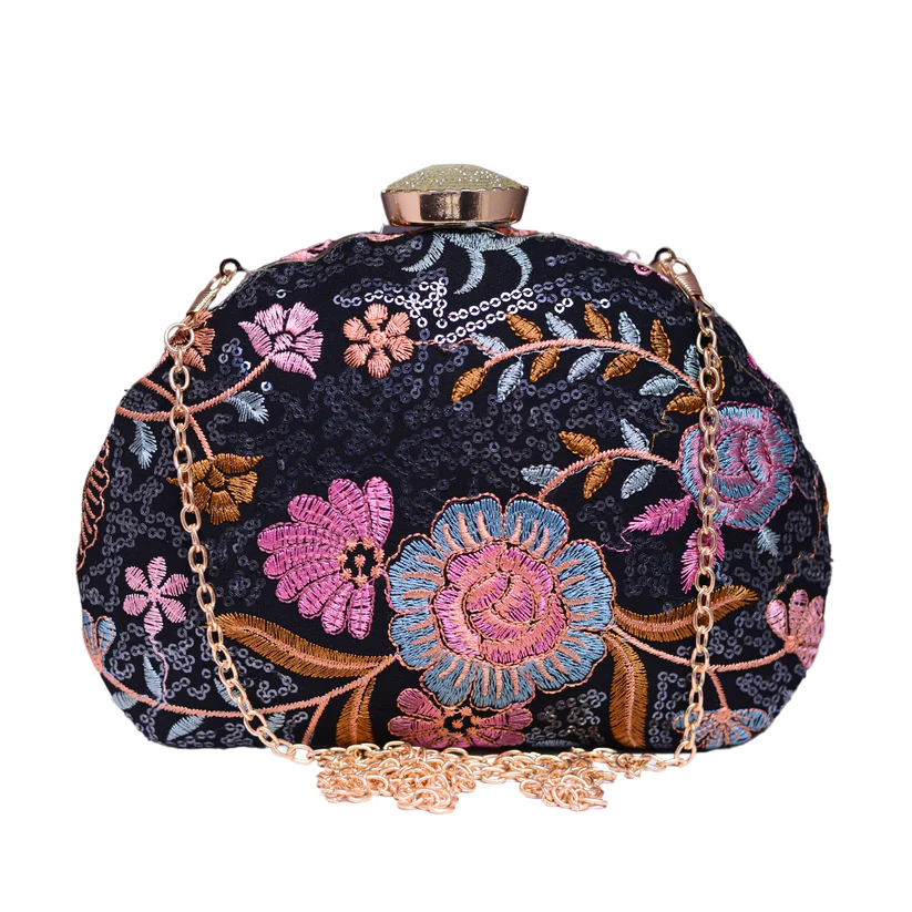 Multicolored Thread Embroidery Minaudiere Party Clutch view 3