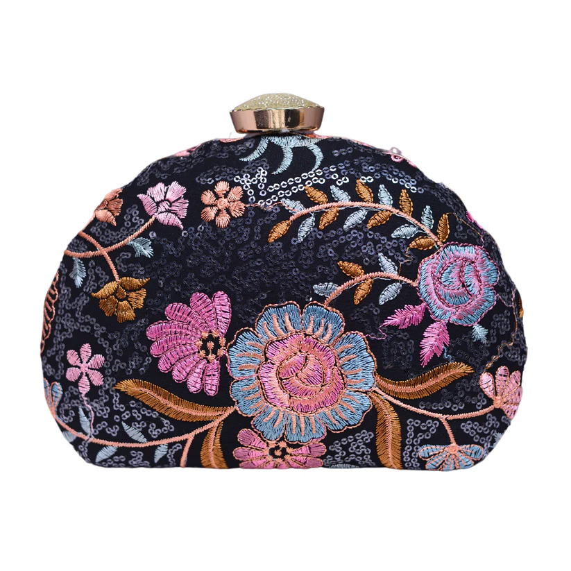Multicolored Thread Embroidery Minaudiere Party Clutch view 4