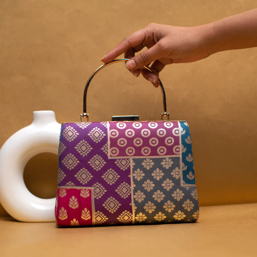 Multipattern Brocade Party Clutch