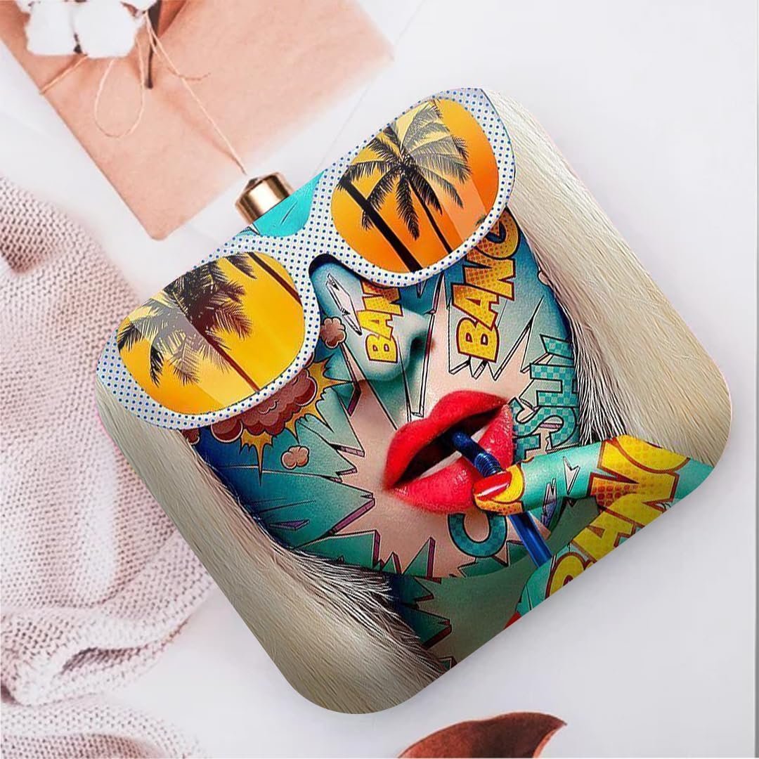 Urban Queen Printed Chain Clutch