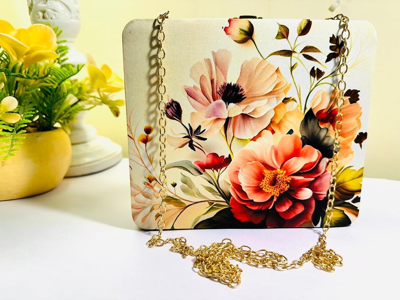 Floral Reverie Handcrafted Chain Clutch