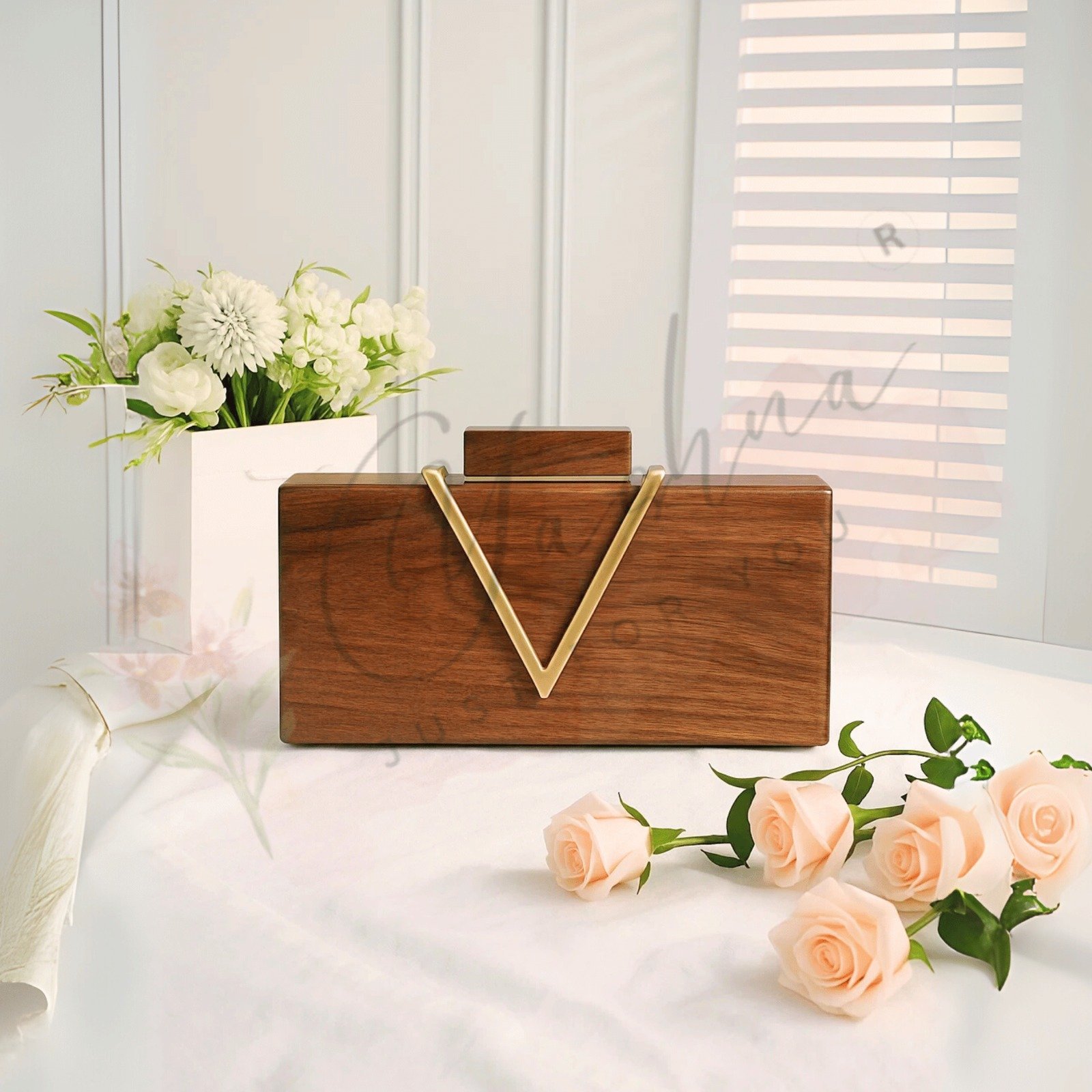 Royal Walnut Wooden Clutch
