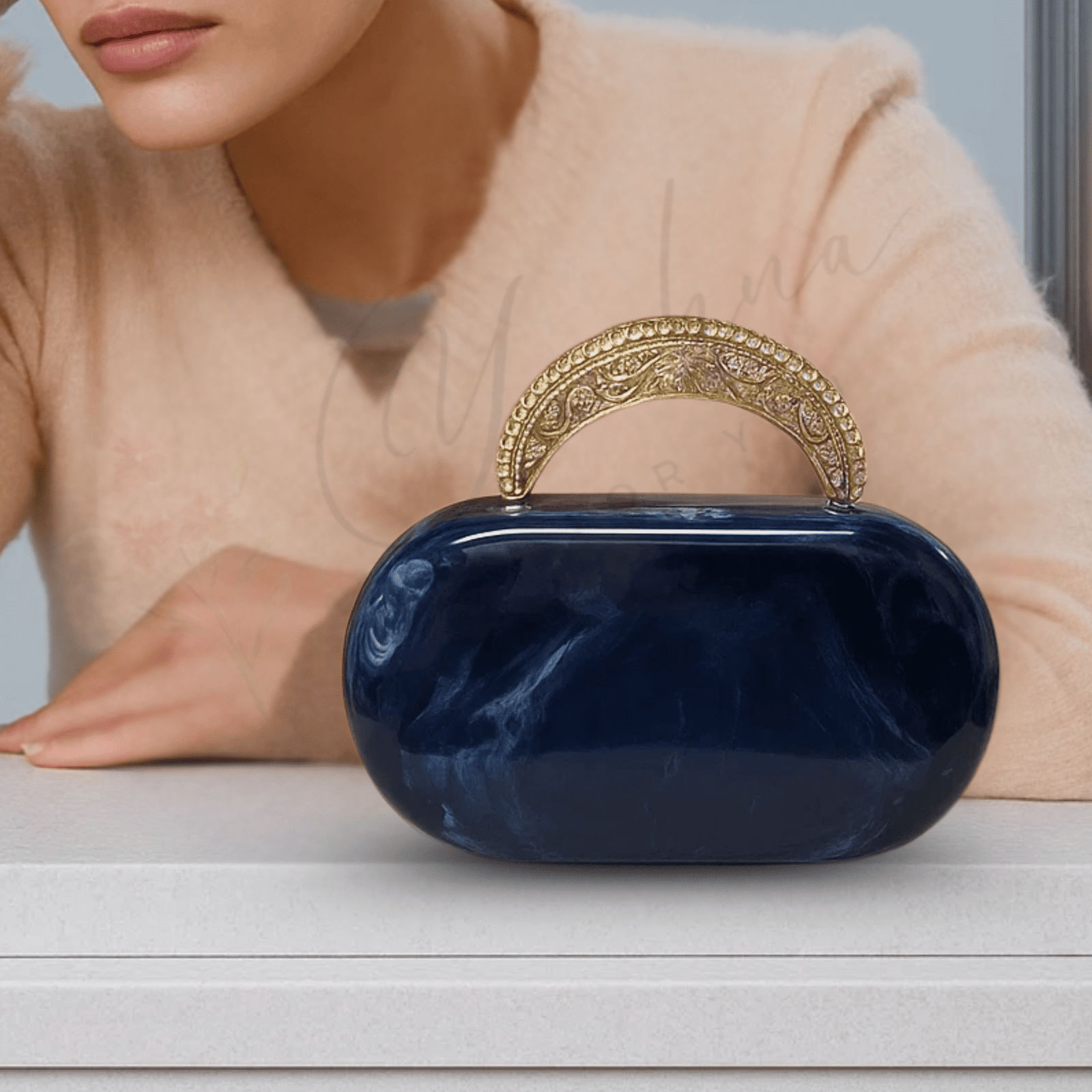 Midnight Elegance Resin Clutch