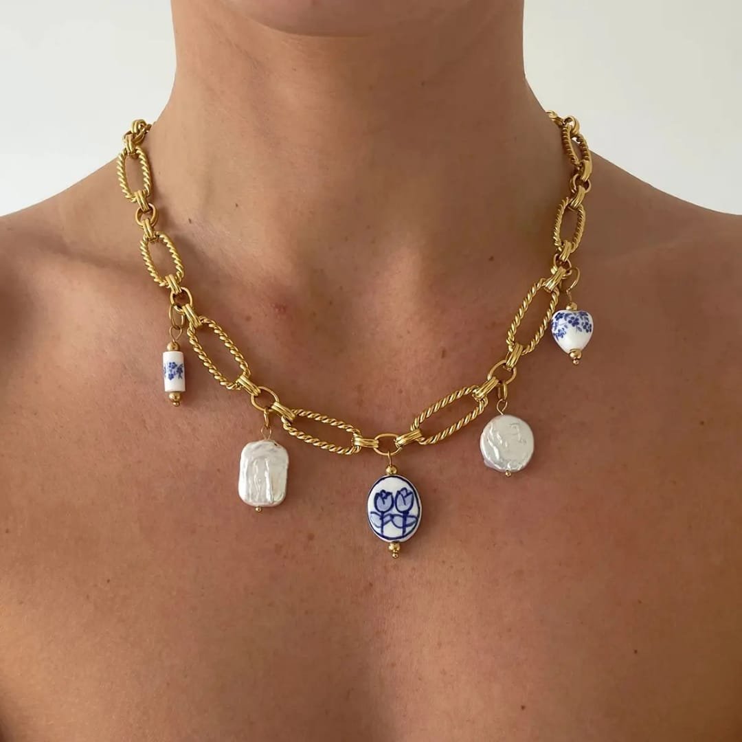 Blue Heirloom Charm Necklace