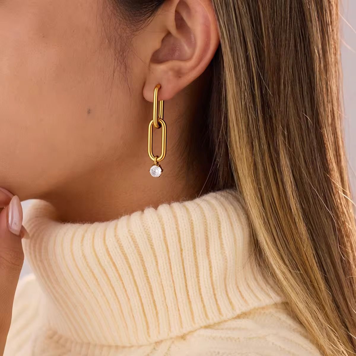 Gold Link Drop Earrings