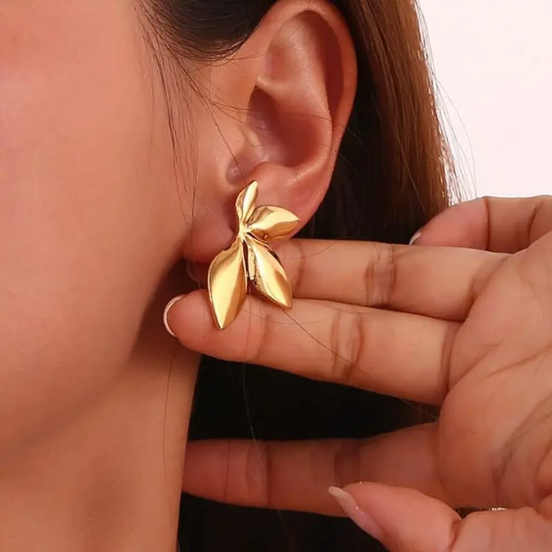Gold Leaf Petal Statement Earrings