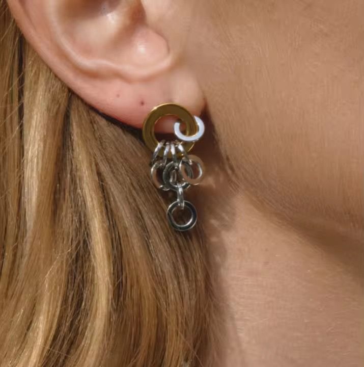 Gold & Silver Link Drop Statement Earrings
