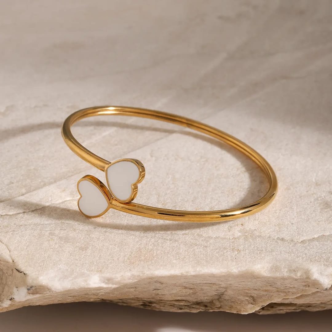 Ivory Twin Heart Cuff