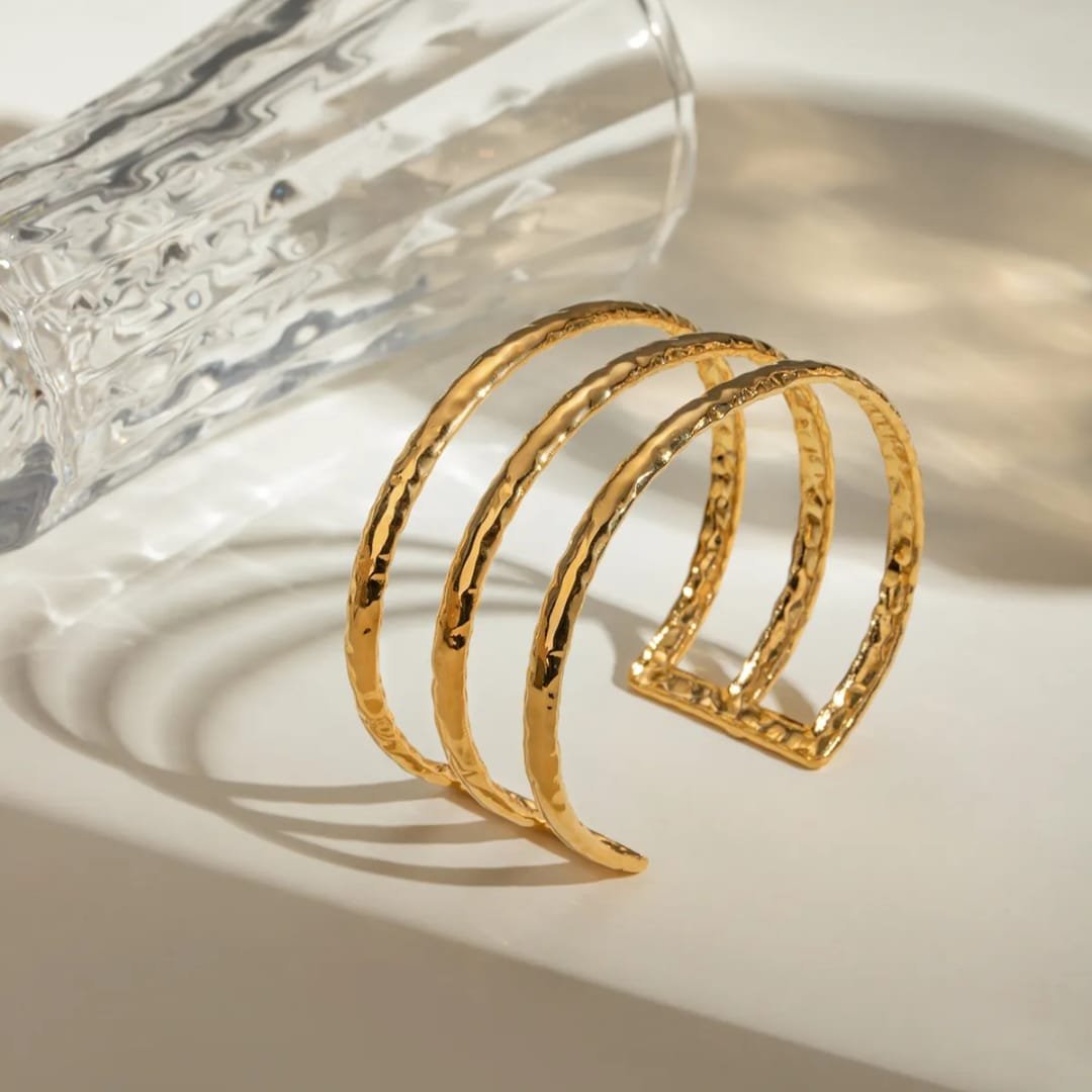 Trio Textured Gold Cuff