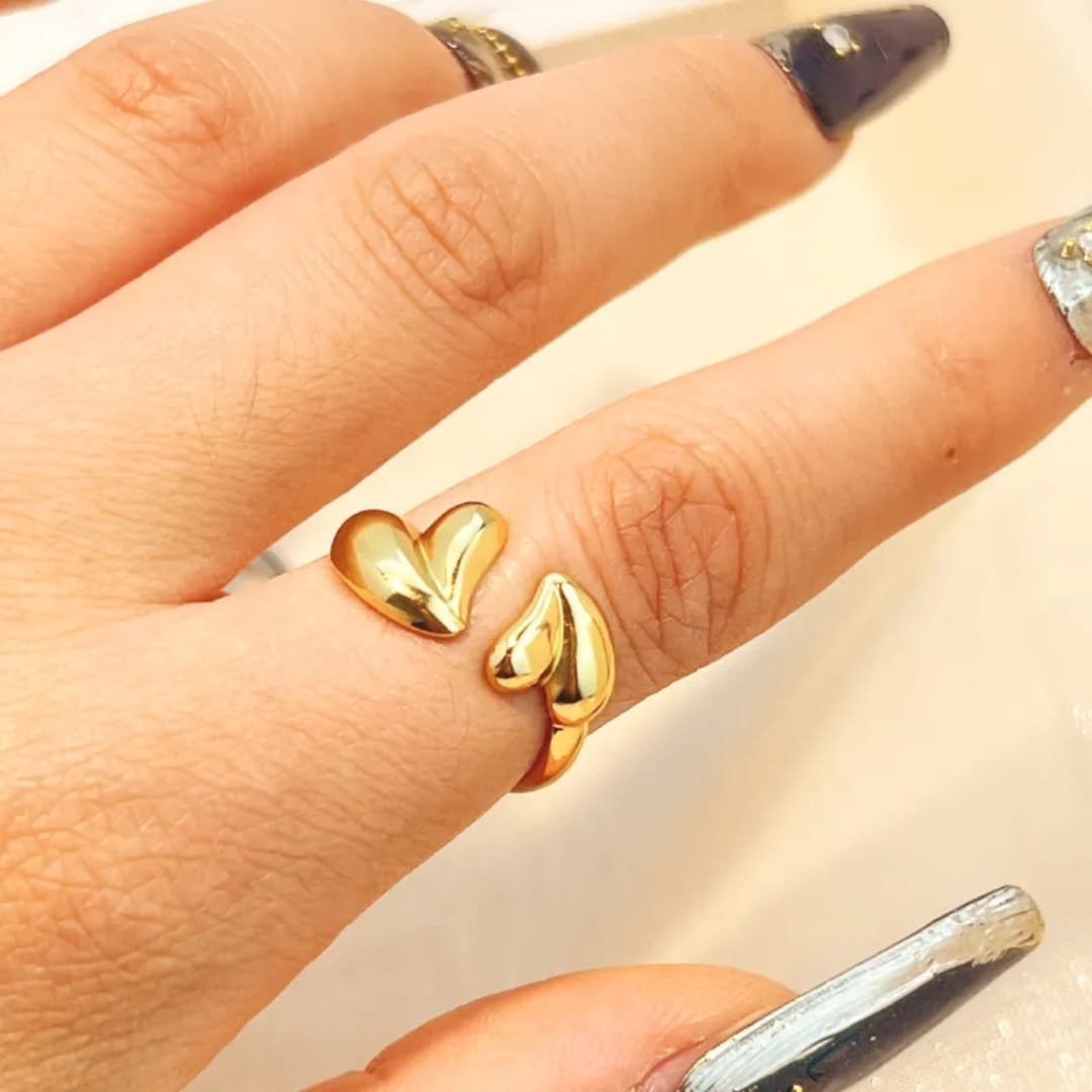 Twin Heart Embrace Ring