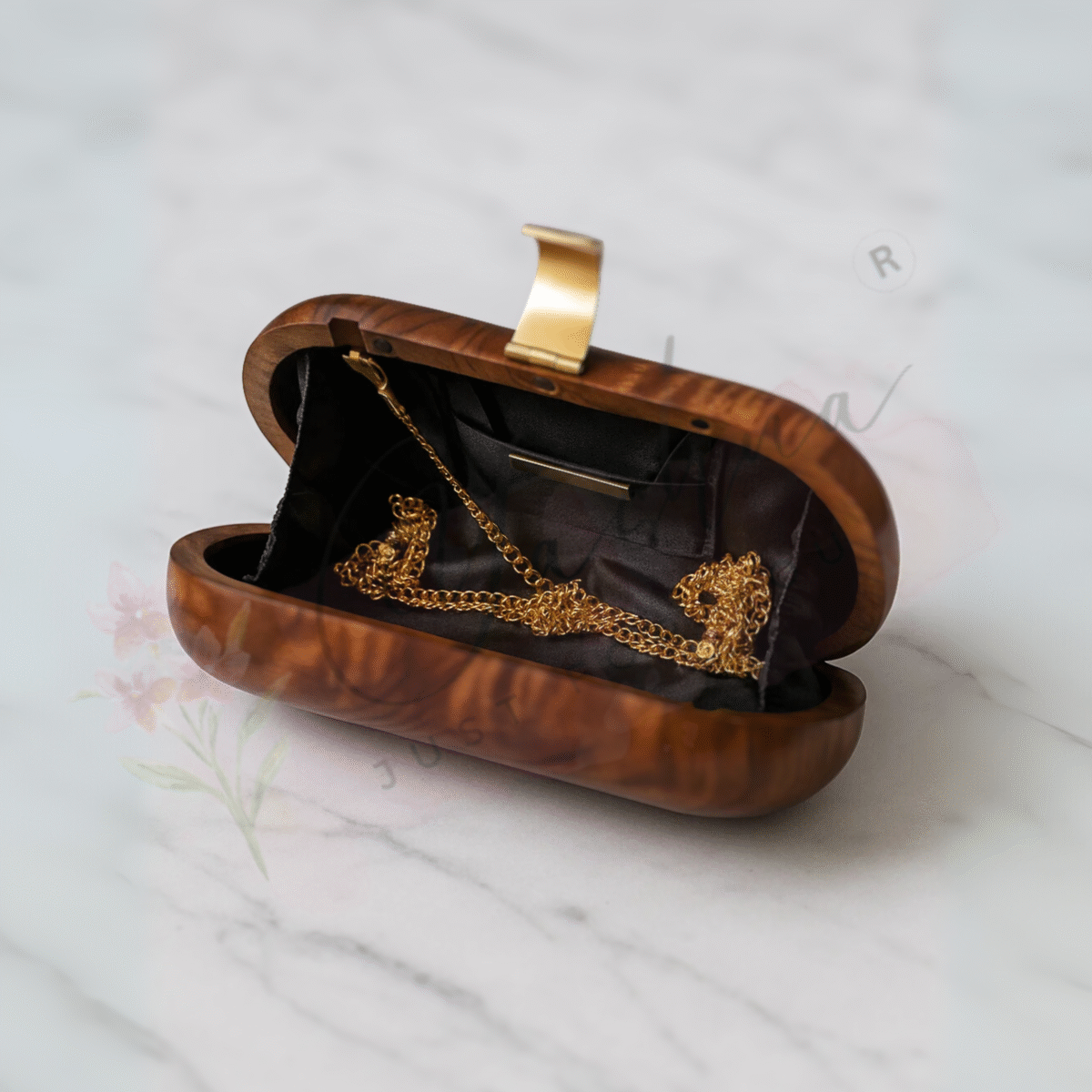 Luxe Oval Wooden Clutch - Image 5