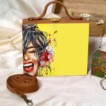 yellow suitcase handbag with belt