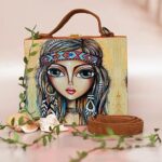 Suitcase clutch with brown belt