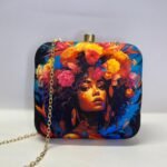 aurora bloom printed chain clutch