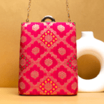 Pink Brocade Vertical Party Clutch