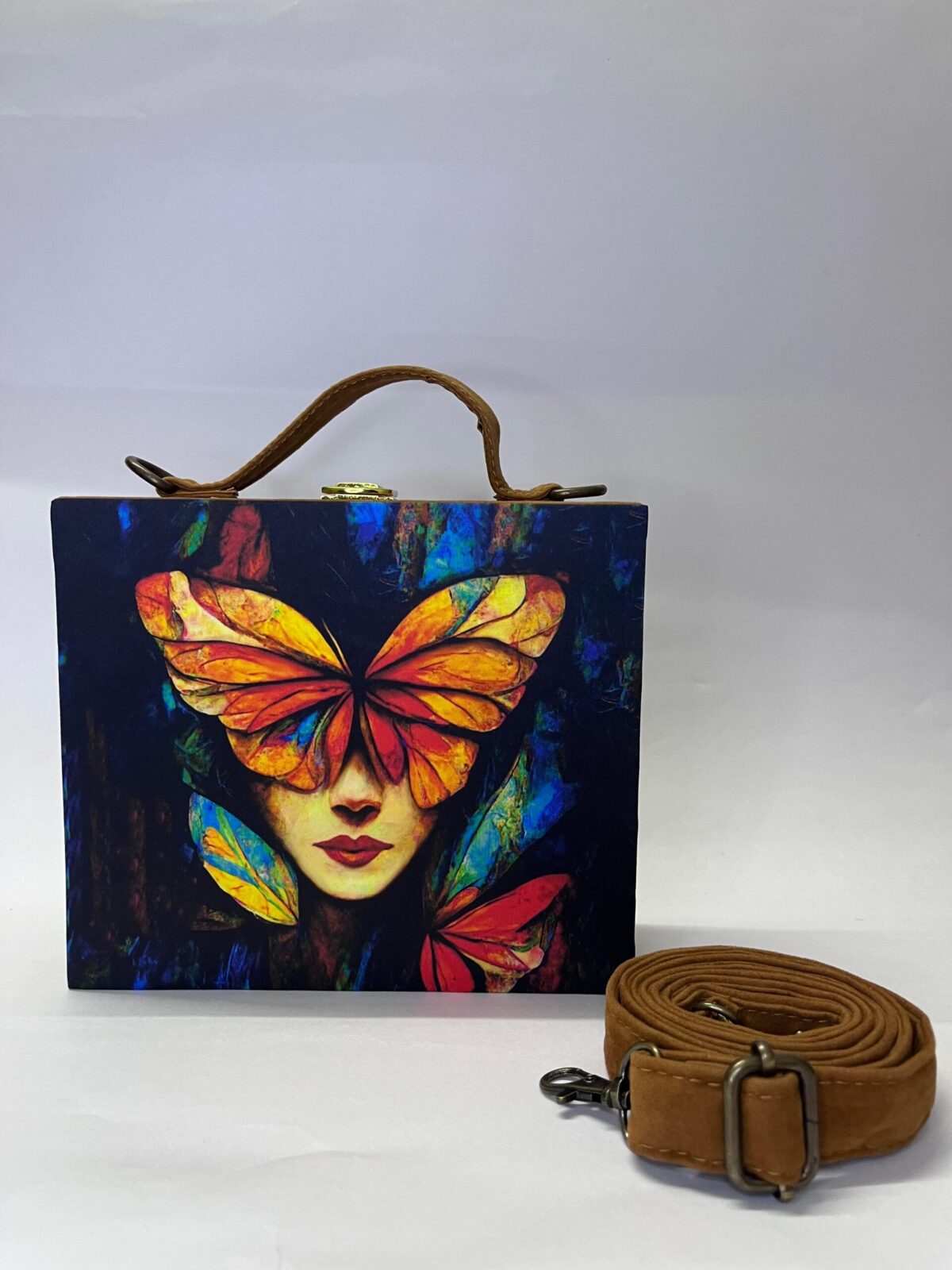 Twirl of Tranquility Handcrafted Suitcase Clutch - Image 1