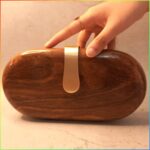 handcrafted wooden clutch