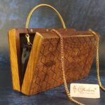 Zyra Geometric Wooden Clutch - Image 3