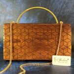 Zyra Geometric Wooden Clutch - Image 2