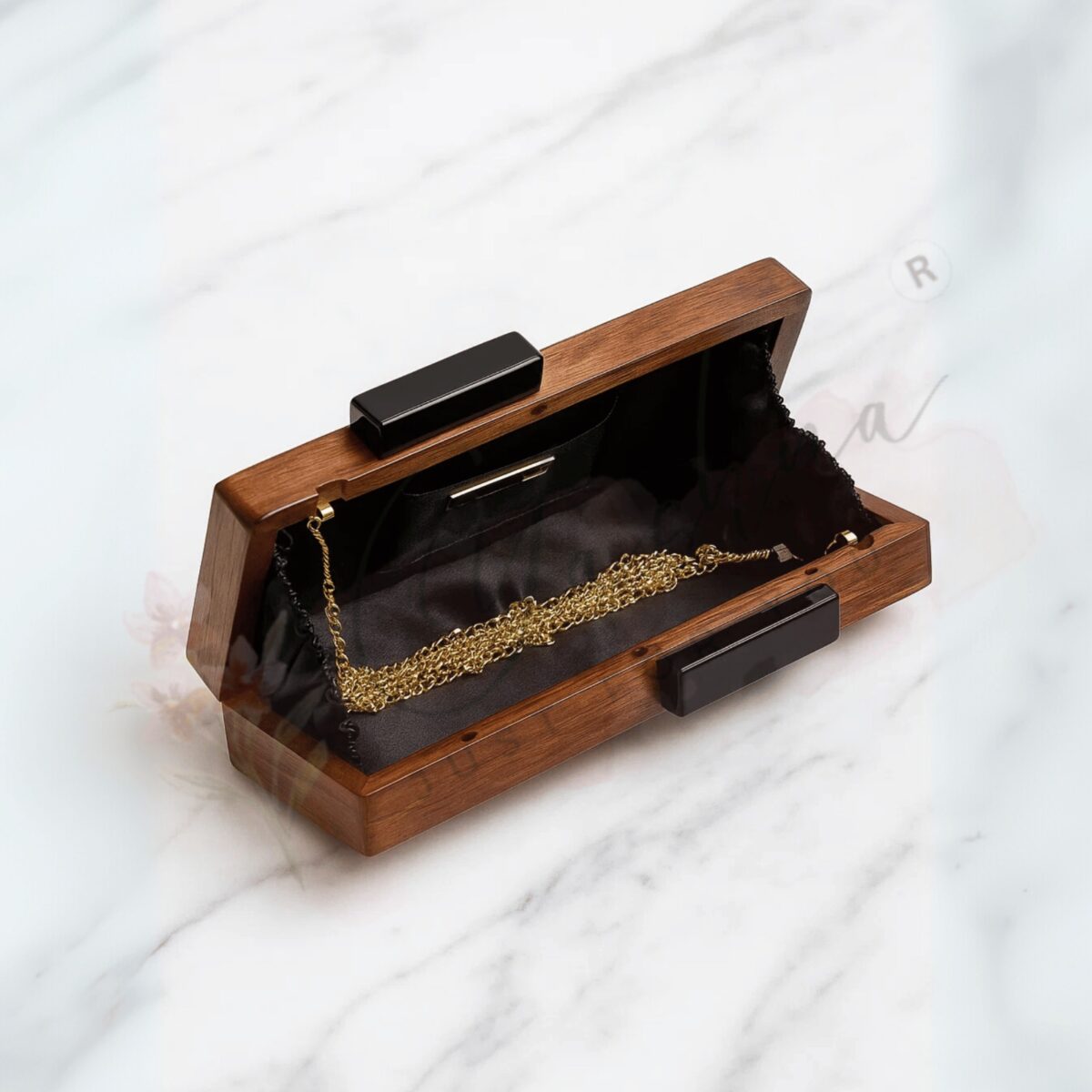 Vintage Mosaic Wooden Clutch - Image 4