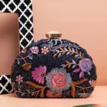 Multicolored Thread Embroidery Minaudiere Party Clutch