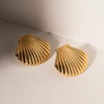 pair of sculpted shell earrings