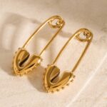Golden Pin heart earrings