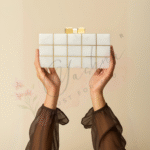 Ivory Luxe Grid Clutch