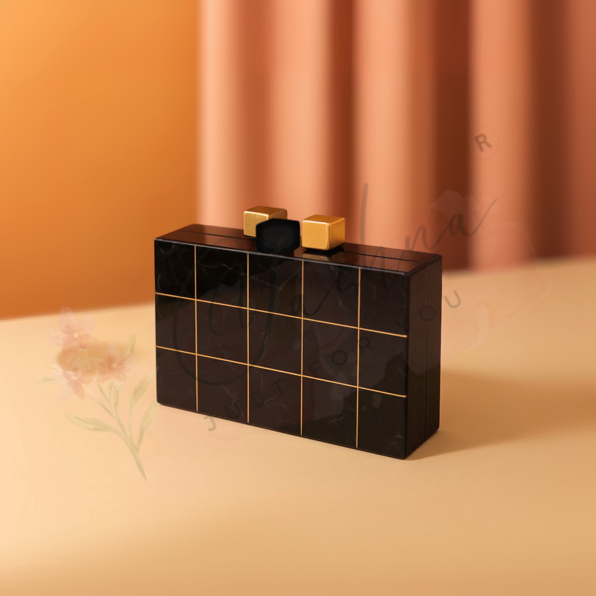 Noir Luxe Grid Clutch - Image 3