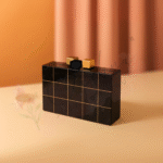 Noir Luxe Grid Clutch - Image 3
