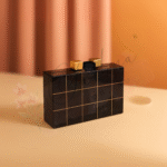Noir Luxe Grid Clutch - Image 2