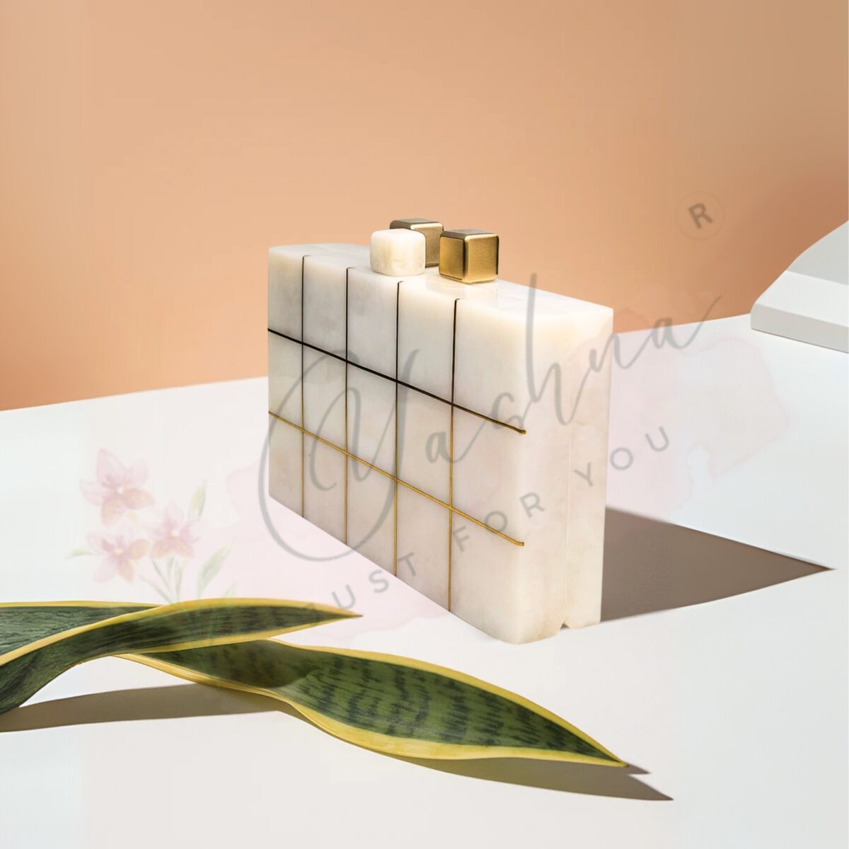Ivory Luxe Grid Clutch - Image 3