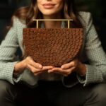 Blossom Carve Wooden Clutch