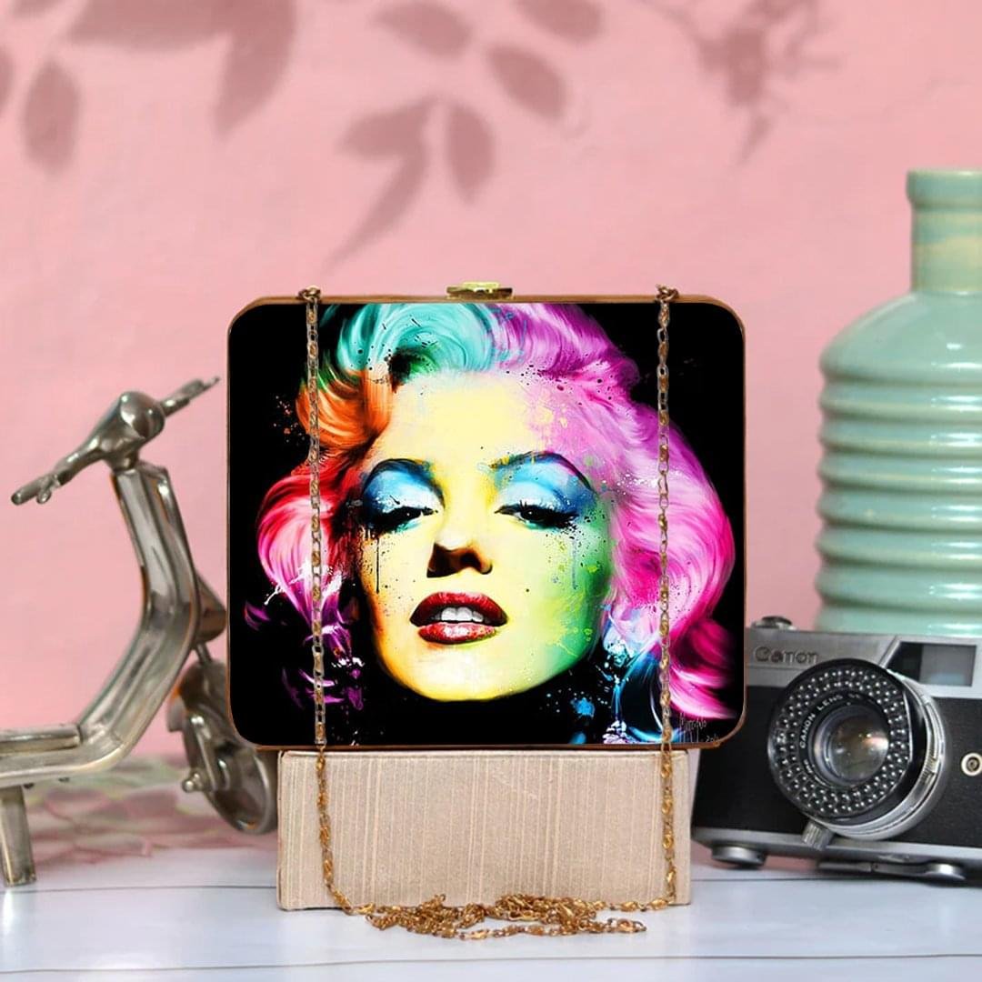 Marilyn Majesty Handcrafted Suitcase Clutch With Chain - Image 1