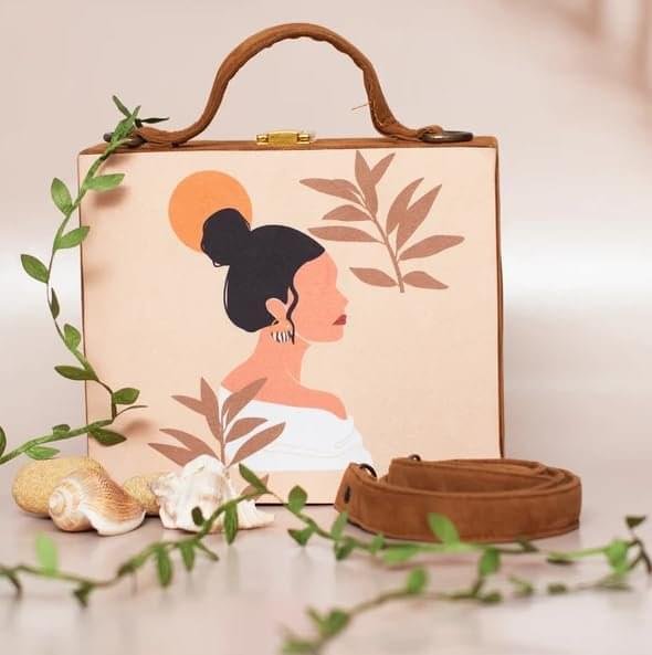 her artistic gaze handcrafted suitcase clutch bag vegan india yashna crafts