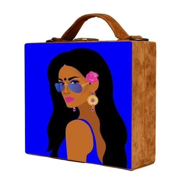 Indigo Radiance Handcrafted Suitcase Clutch - Image 3